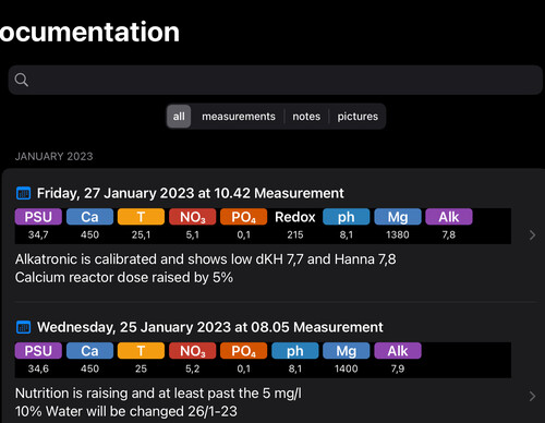 Weekly water parameters