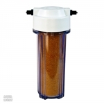 Silikatfilter i klart plast med medie synligt...